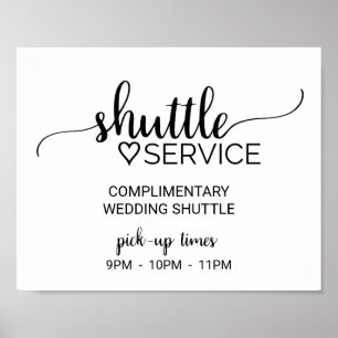 Affiche Signe de service de navette de calligraphie noire 