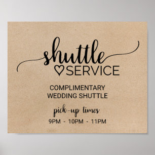 Affiche Signe de service de navette Faux Kraft simple
