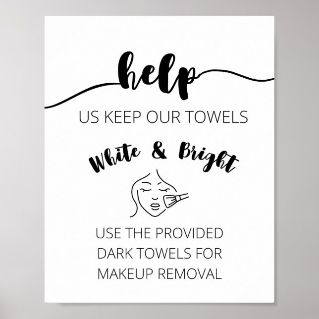 Affiche Signe de serviette de maquillage (Devant)