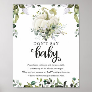 Affiche Signe de shower de bébé d'automne avec verdure "Ne