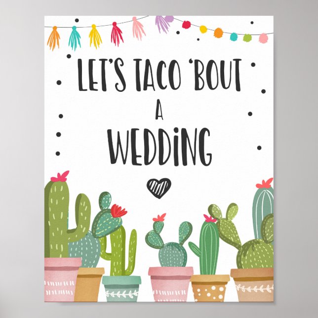 Affiche Signe de table pour la fiesta de cactus de mariage (Devant)