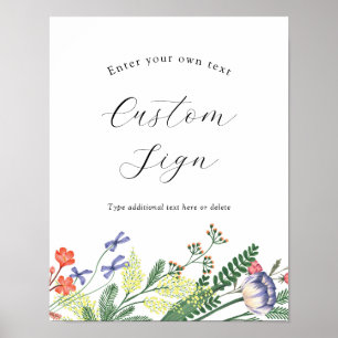Affiche Signe de texte personnalisé de jardin floral secre
