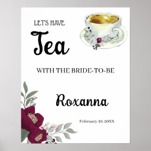 Affiche Signe de Thé de Bienvenue pour Mariage Floral Mars