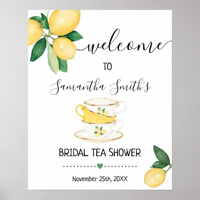Affiche Signe de thé de mariage de bienvenue Citron Citrus (Devant)
