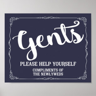 Affiche Signe de toilettes pour gents - panier de produits