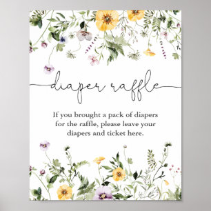 Affiche Signe de tombola romantique fleur sauvage