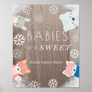 Affiche SIGNE DE TRAITEMENT Doux Baby shower de neige pour