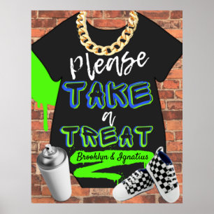 Affiche Signe de traitement urbain Baby Shower Retro Hip H