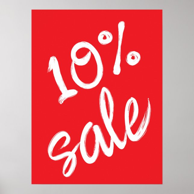 Affiche Signe de vente 10%, 18x24 vente rouge (Devant)