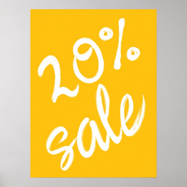 Affiche Signe de vente 20%, 18x24 Jaune (Devant)