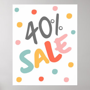 Affiche Signe de vente 40% de réduction, Boutique Signe de