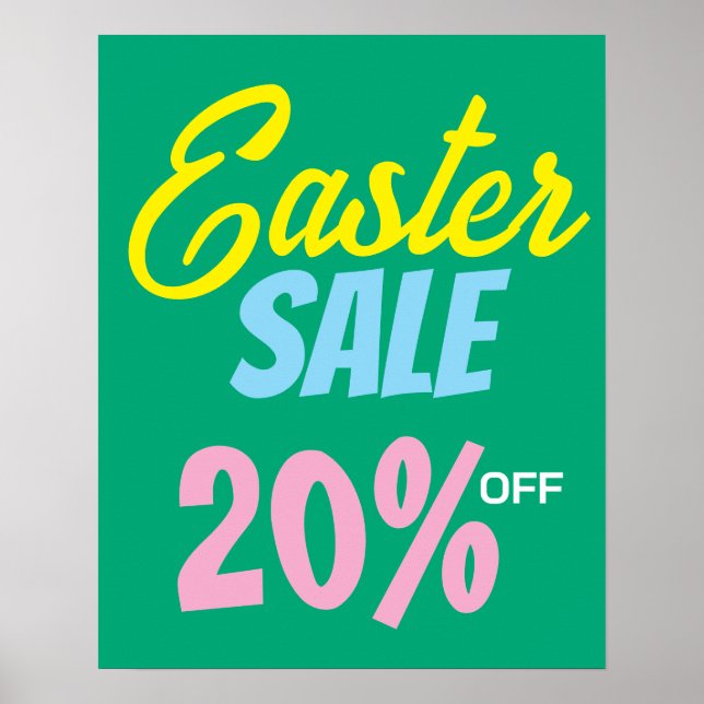Affiche Signe de vente de Pâques, 20% de réduction de vent (Devant)