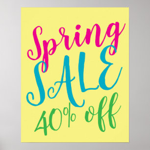 Affiche Signe de vente de printemps, 40% de réduction de v