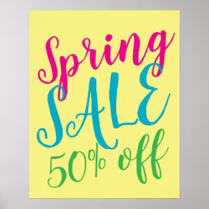 Affiche Signe de vente de printemps, 50% de réduction sur