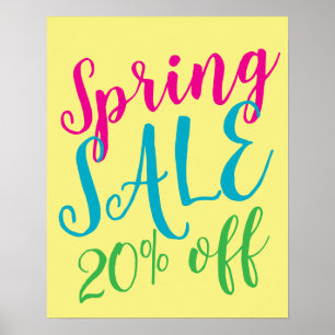 Affiche Signe de vente de printemps, Signe de vente coloré