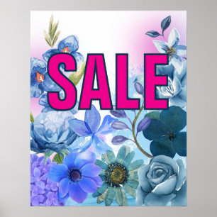 Affiche Signe de vente florale, magasin de détail