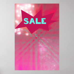 Affiche Signe de vente Funky Starburst Retro Style Zine