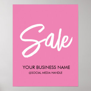 Affiche Signe de vente rose personnalisable avec nom comme