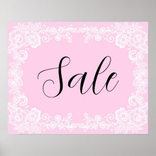 Affiche Signe de vente rose, Signe de vente de boutique, V