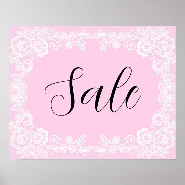Affiche Signe de vente rose, Signe de vente de boutique, V (Devant)