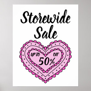Affiche Signe de vente rose, Vente Saint-Valentin, Boutiqu
