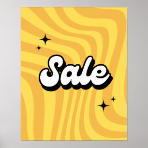 Affiche Signe de vente, Vente rétro Signe, Boutique Jaune