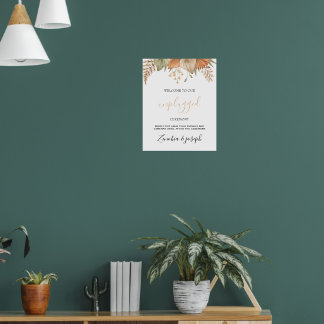 Affiche Signe débranché du Mariage floral à feuilles minim