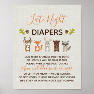 Affiche SIGNE DES DIATEURS DE NUIT TARDIFS DU Baby shower