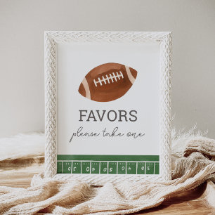 Affiche Signe des faveurs du Baby shower de football