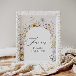Affiche Signe des faveurs du Baby shower Fleur sauvage de 