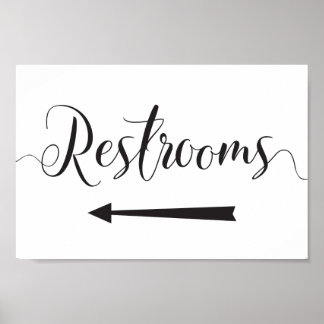 Affiche Signe des toilettes Direction du Mariage Flèche ga