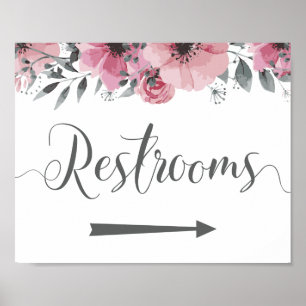 Affiche Signe des toilettes du mariage. Direction Flèche D