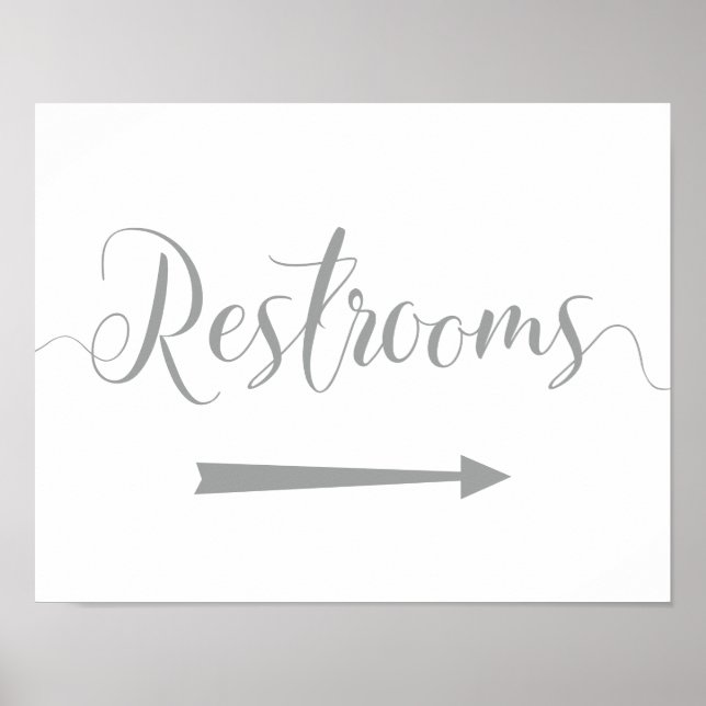 Affiche Signe des toilettes en argent - Flèche droite (Devant)