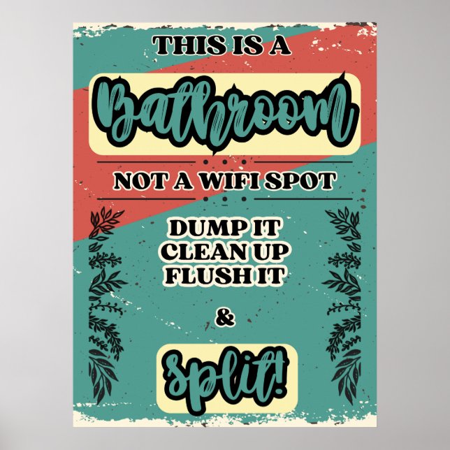 Affiche Signe d'étiquette humoristique de salle de bain (Devant)