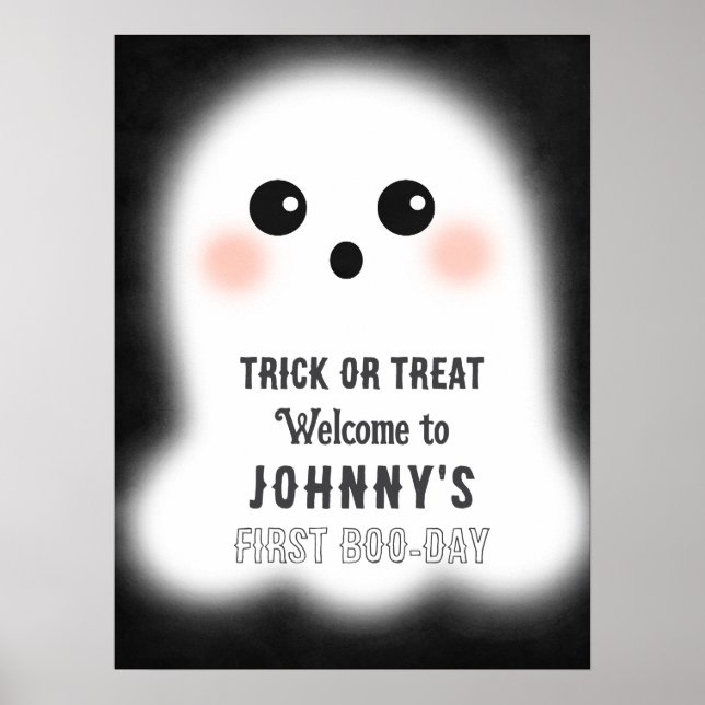 Affiche Signe d'événement Halloween Cute Ghost Editable Pa (Devant)