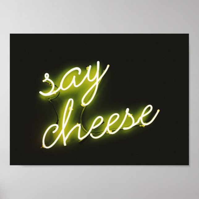 AFFICHE SIGNE "DIRE FROMAGE" JAUNE NEON LÉGER (Devant)