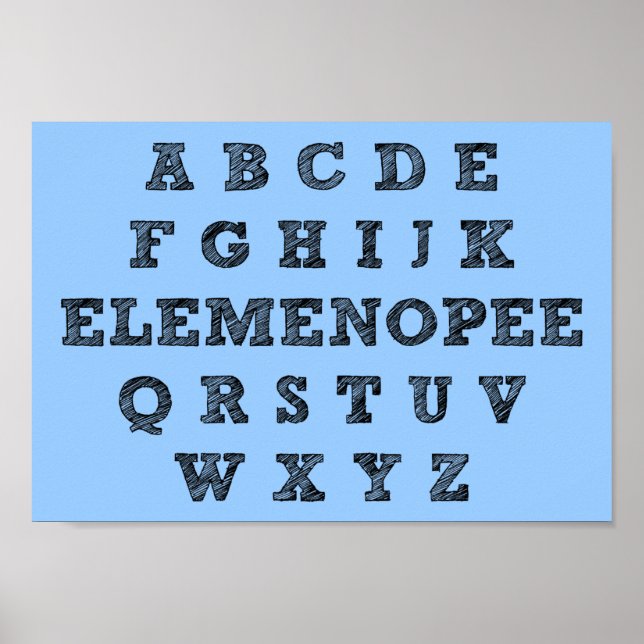 Affiche Signe Drôle de l'Alphabet Elemenopee (Devant)