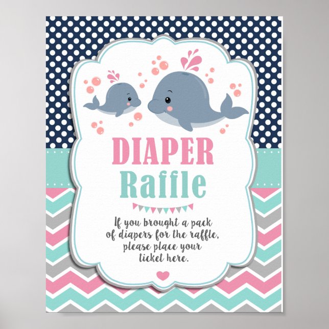 Affiche SIGNE DU Baby shower DE LA BALEINE REQUÊTE Nautiqu (Devant)