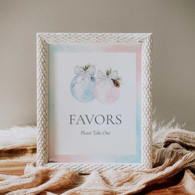 Affiche Signe du Baby shower de révélation de genre hivern (Christmas Gender Reveal Baby Shower Favors sign)