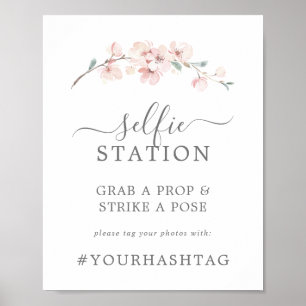 Affiche Signe du hashtag de la station Selfie Cherry Bloss