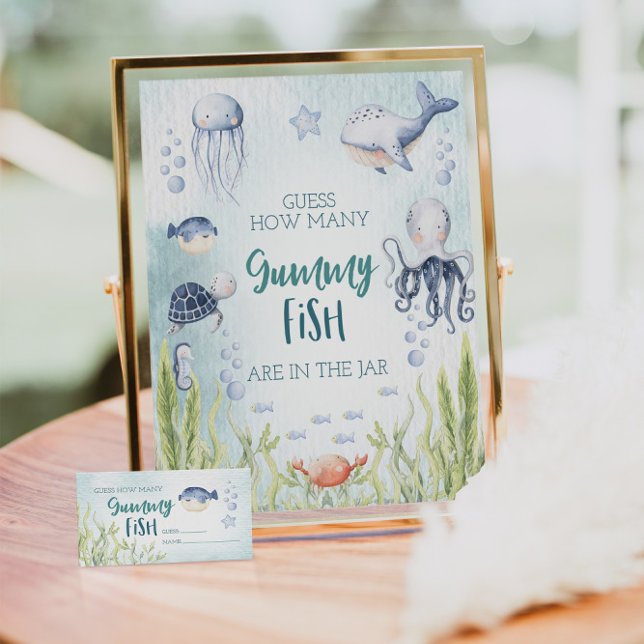 Affiche SIGNE DU JEU DE POISSONS Gummy Sous Le Baby shower (Créateur téléchargé)