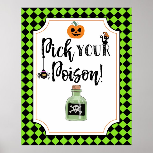 Affiche signe du parti halloween choisissez votre poison (Devant)