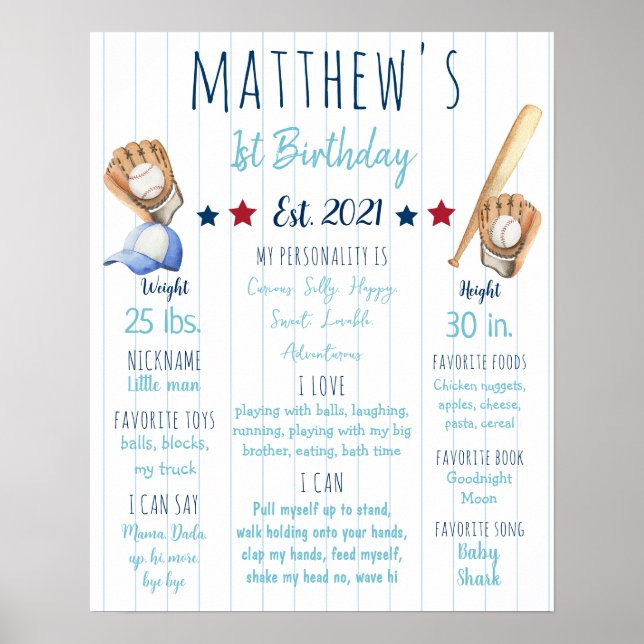 Affiche SIGNE DU PREMIER ANNIVERSAIRE DE BASEball (Devant)