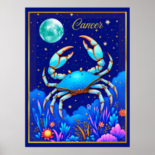 Affiche Signe du zodiaque Cancer le Crabe