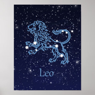 Affiche Signe du zodiaque et constellation du Lion