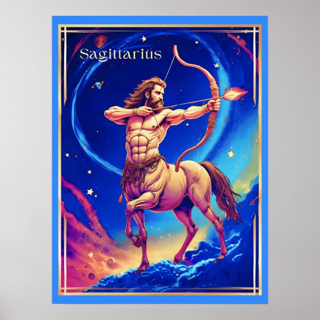 Affiche Signe du zodiaque Sagittaire comme l'Archer Célest (Devant)