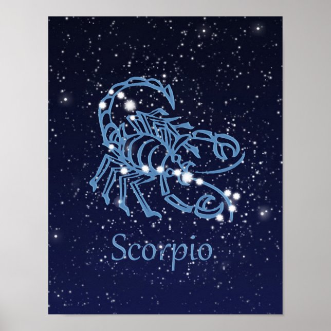 Affiche Signe du zodiaque Scorpion et constellation (Devant)