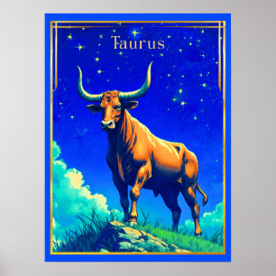Affiche Signe du zodiaque Taureau enraciné dans la Terre e