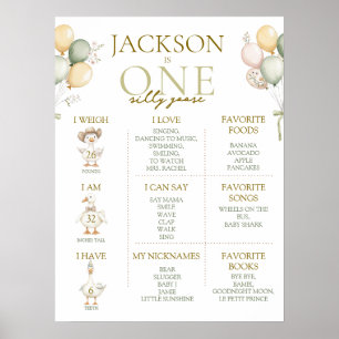 Affiche Signe d'une oie sotte 1er anniversaire Jalons