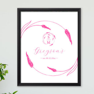 Affiche Signe et garde Mariage rose vibreux unique